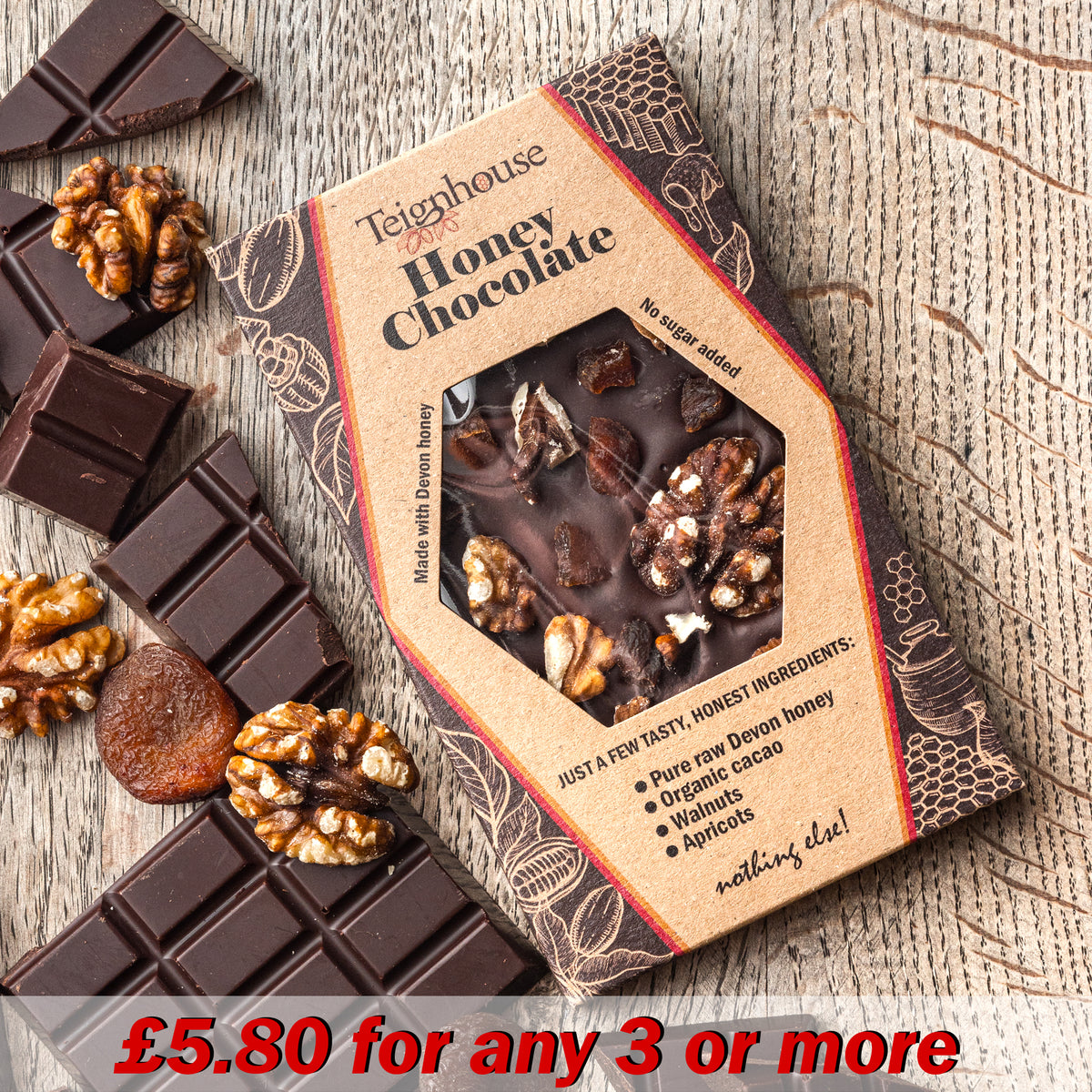 Honey Chocolate bar no added sugar dark organic – HoneyCacao Ltd - Main Image