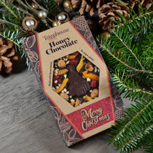 Christmas Honey Chocolate bars made with UK honey, dark, no added sugar, 100g