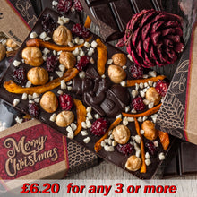 Christmas honey chocolate bar, sugar free, dark, made with raw local honey and organic cacao