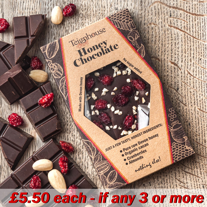 Honey Chocolate made with local raw honey and organic cacao by Teighnouse no added sugar
