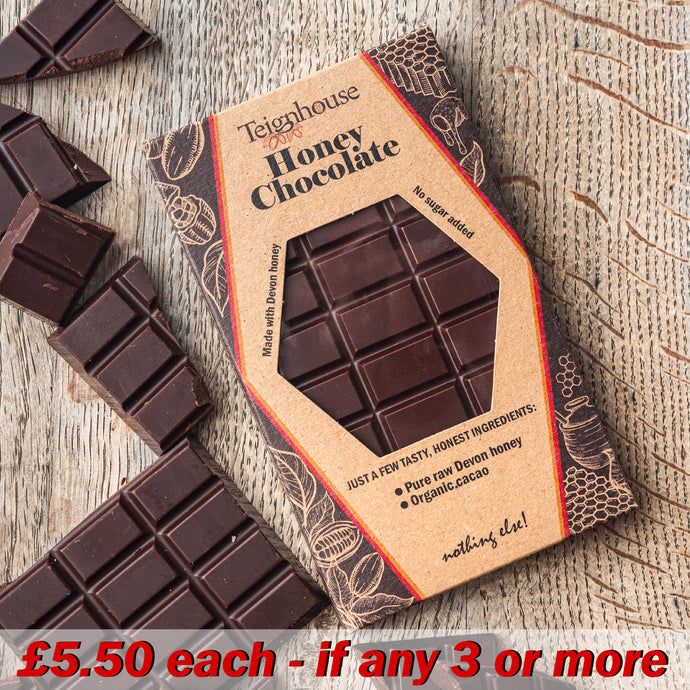 Dark Honey Chocolate UK refined sugar free, made with honey and organic cacao, raw, paleo, clean