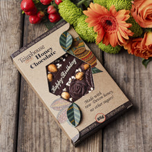Artisan handmade chocolate bar made with local UK honey and organic dark cacao sugar free