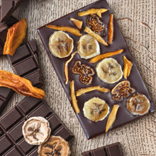 Raw chocolate bar made with raw local honey organic cacao and dried tropical fruit, dark,  only natural healthy ingredients