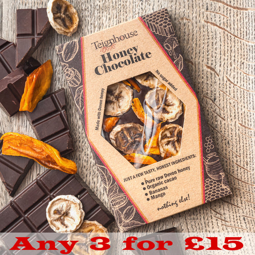 Honey chocolate bar dark healthy with British honey and organic raw cacao