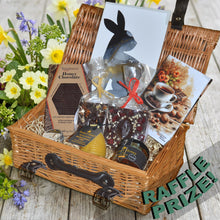 Easter Gift Basket with Teignhouse honey chocolate, raw honey, candle, made in Devon
