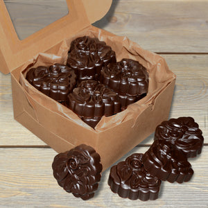 Plain dark chocolate hearts no sugar added made with raw Devon honey and organic cacao