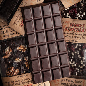 Dark Chocolate UK refined sugar free, made with honey and organic cacao, raw, clean, paleo